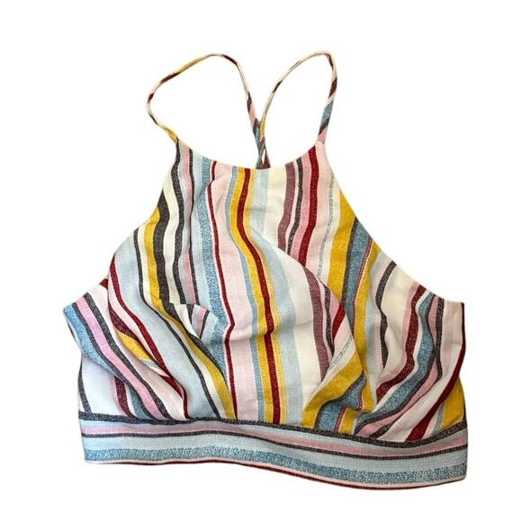Aqua Tops - Aqua Multicolor Striped Halter‎ Crop Top – Size M 🎨